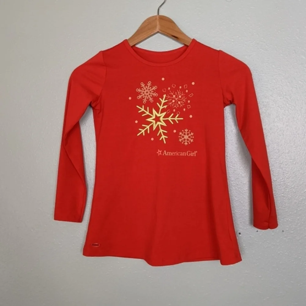 American Girl 2-piece plaid snow flake pajamas S 7/8